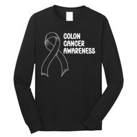 Colon Cancer Ribbon Black Version Long Sleeve Shirt