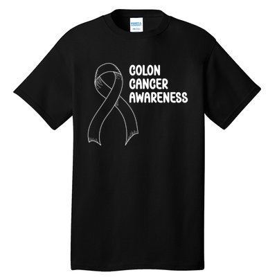 Colon Cancer Ribbon Black Version Tall T-Shirt