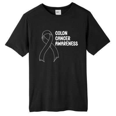 Colon Cancer Ribbon Black Version Tall Fusion ChromaSoft Performance T-Shirt