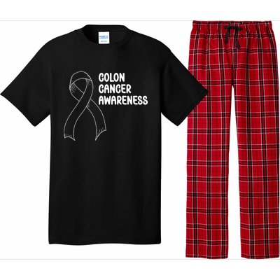 Colon Cancer Ribbon Black Version Pajama Set