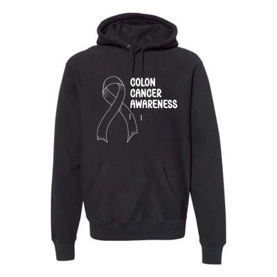 Colon Cancer Ribbon Black Version Premium Hoodie