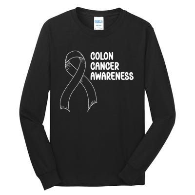 Colon Cancer Ribbon Black Version Tall Long Sleeve T-Shirt