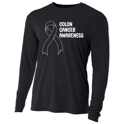 Colon Cancer Ribbon Black Version Cooling Performance Long Sleeve Crew