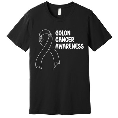 Colon Cancer Ribbon Black Version Premium T-Shirt