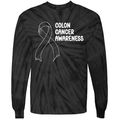 Colon Cancer Ribbon Black Version Tie-Dye Long Sleeve Shirt