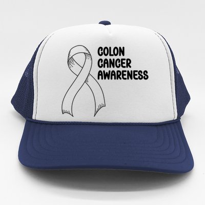 Colon Cancer Ribbon Black Version Trucker Hat