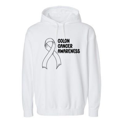 Colon Cancer Ribbon Black Version Garment-Dyed Fleece Hoodie