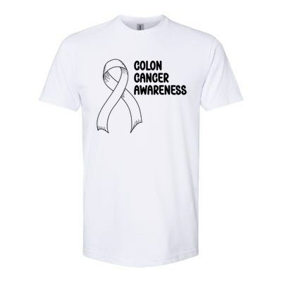 Colon Cancer Ribbon Black Version Softstyle CVC T-Shirt