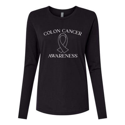 Colon Cancer Ribbon Black Version Womens Cotton Relaxed Long Sleeve T-Shirt