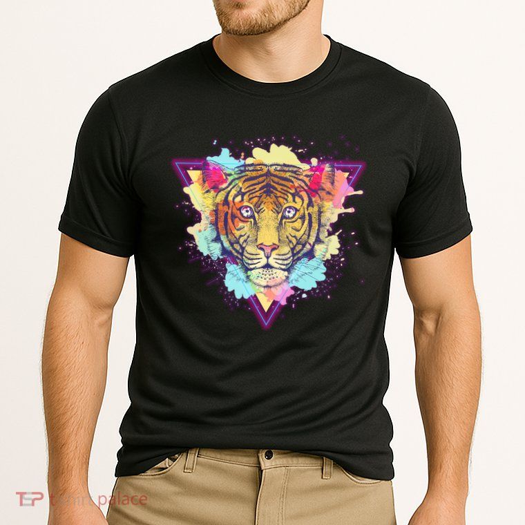 Cool Cute Retro 80s Watercolor Tiger Performance Shirt
