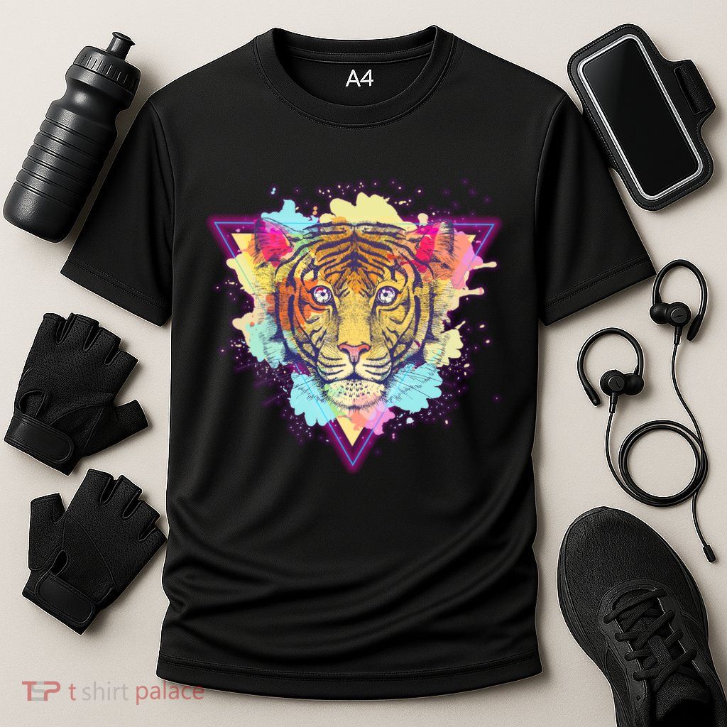 Cool Cute Retro 80s Watercolor Tiger Performance Shirt