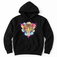 Cool Cute Retro 80s Watercolor Tiger Hoodie