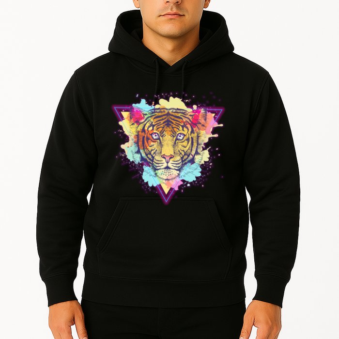 Cool Cute Retro 80s Watercolor Tiger Hoodie