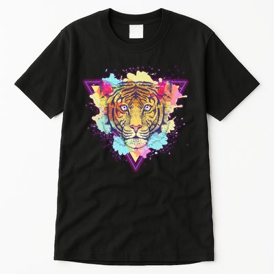 Cool Cute Retro 80s Watercolor Tiger Tall T-Shirt