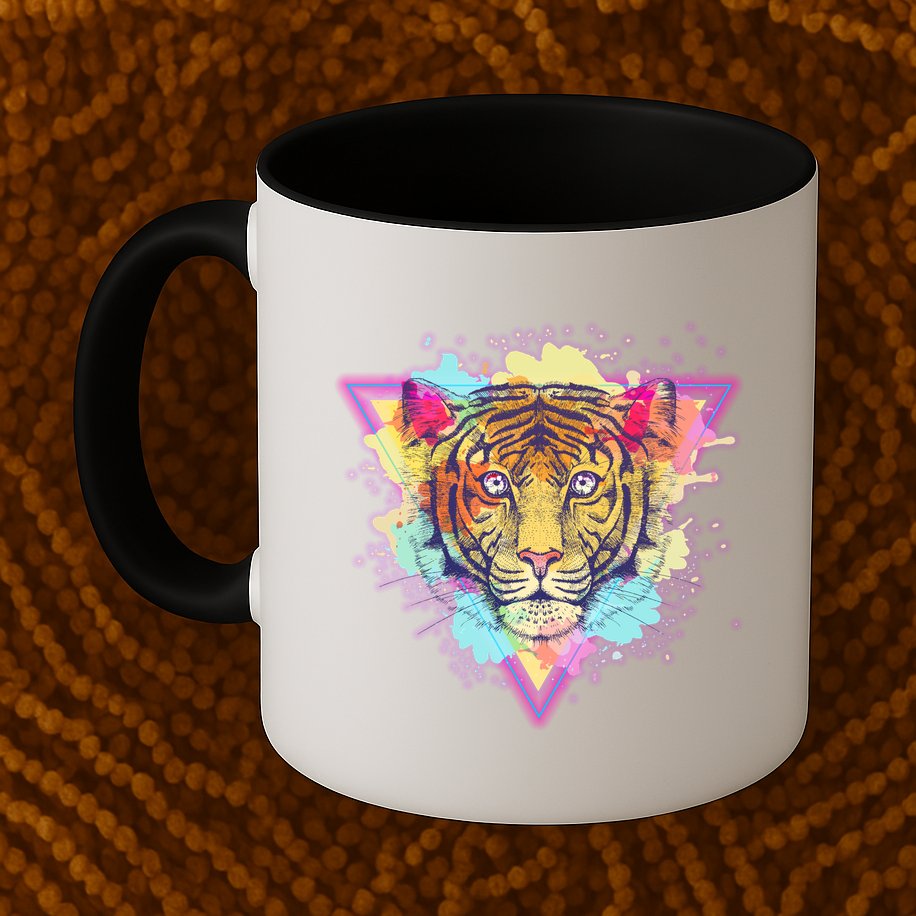 Cool Cute Retro 80s Watercolor Tiger Mug