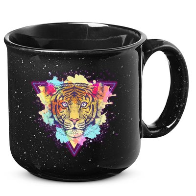 Cool Cute Retro 80s Watercolor Tiger 15oz Campfire Ceramic Mug