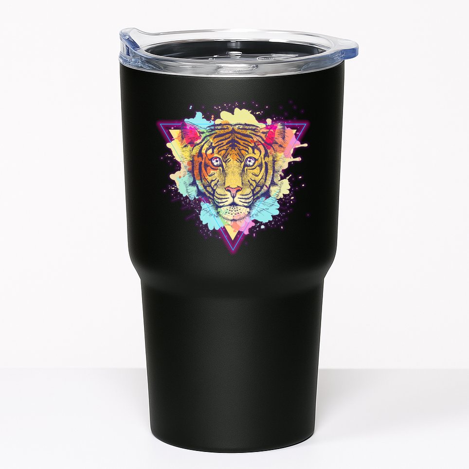 Cool Cute Retro 80s Watercolor Tiger Tumbler