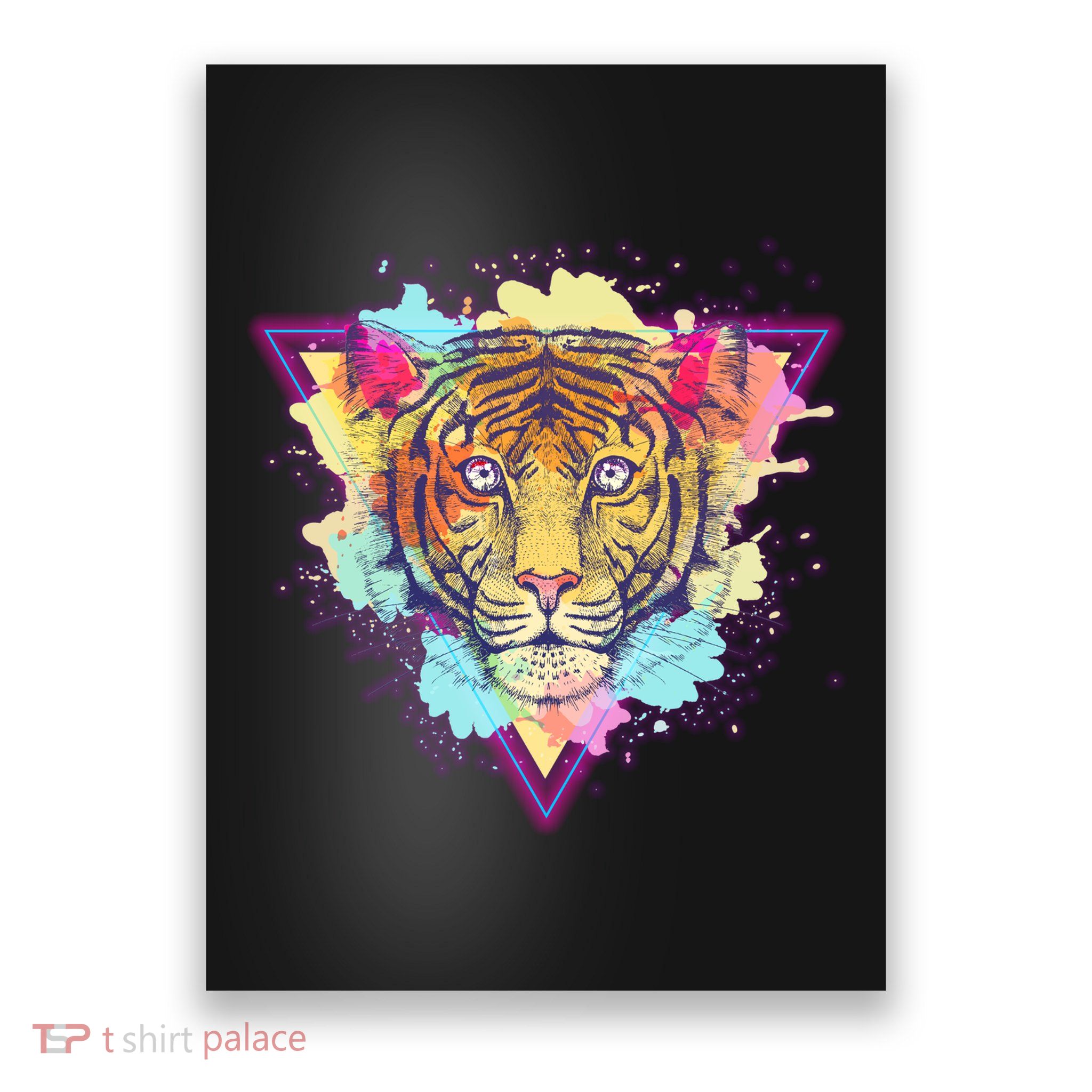 Cool Cute Retro 80s Watercolor Tiger Poster