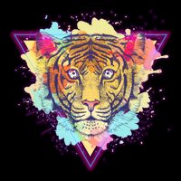 Cool Cute Retro 80s Watercolor Tiger Baby Bodysuit