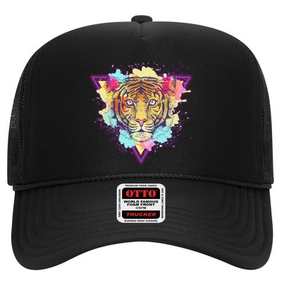 Cool Cute Retro 80s Watercolor Tiger Trucker Hat