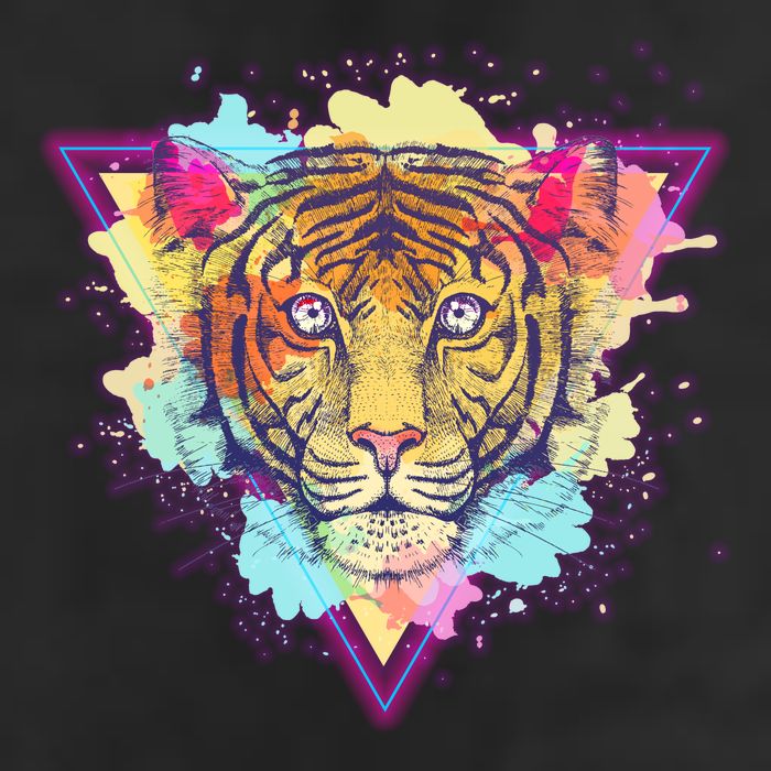 Cool Cute Retro 80s Watercolor Tiger Hat