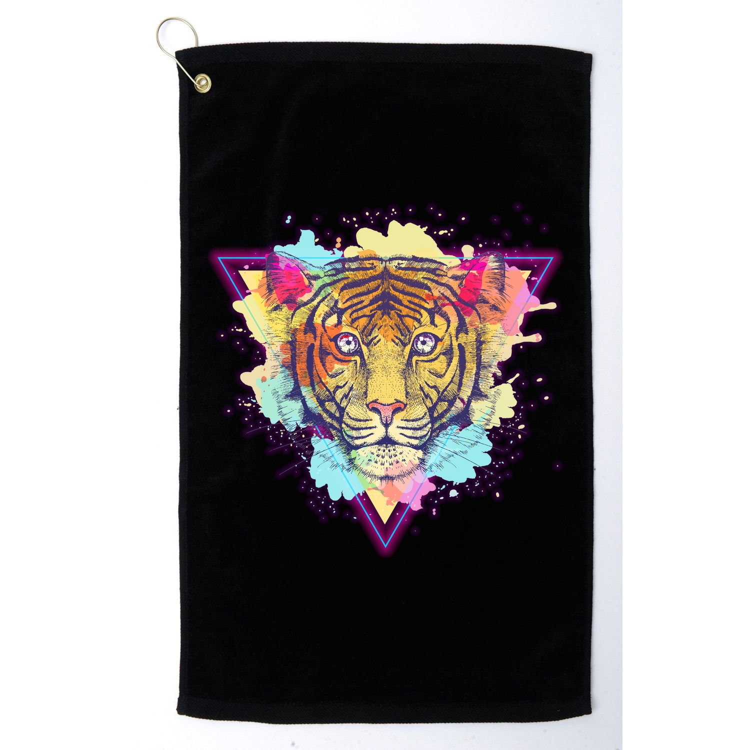 Cool Cute Retro 80s Watercolor Tiger Golf Towel