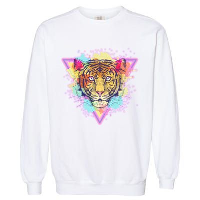 Cool Cute Retro 80s Watercolor Tiger Garment-Dyed Sweatshirt
