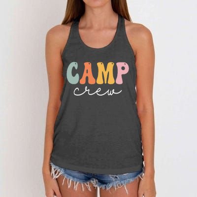 Camp Crew Retro Groovy Vintage Happy First Day Of School Women's Knotted Racerback Tank