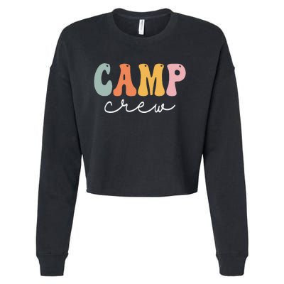 Camp Crew Retro Groovy Vintage Happy First Day Of School Cropped Pullover Crew