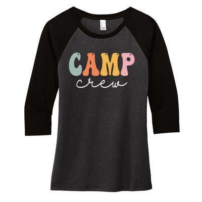 Camp Crew Retro Groovy Vintage Happy First Day Of School Women's Tri-Blend 3/4-Sleeve Raglan Shirt