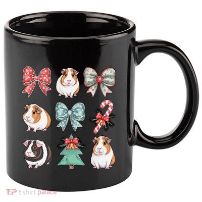 Cute Coquette Red Xmas Santa Claus Guinea Pig Lover Xmas 11oz C Handle Ceramic Mug