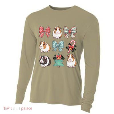 Cute Coquette Red Xmas Santa Claus Guinea Pig Lover Xmas Cooling Performance Long Sleeve Crew
