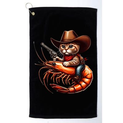 Cat Cow Riding A Shrimp Great Gift Platinum Collection Golf Towel