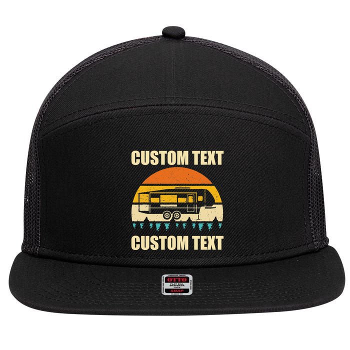 Custom Camper Rv Camping Road Trip Personalize Text 7 Panel Mesh Trucker Snapback Hat