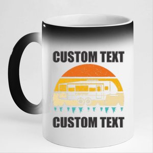 Custom Camper Rv Camping Road Trip Personalize Text 11oz Black Color Changing Mug