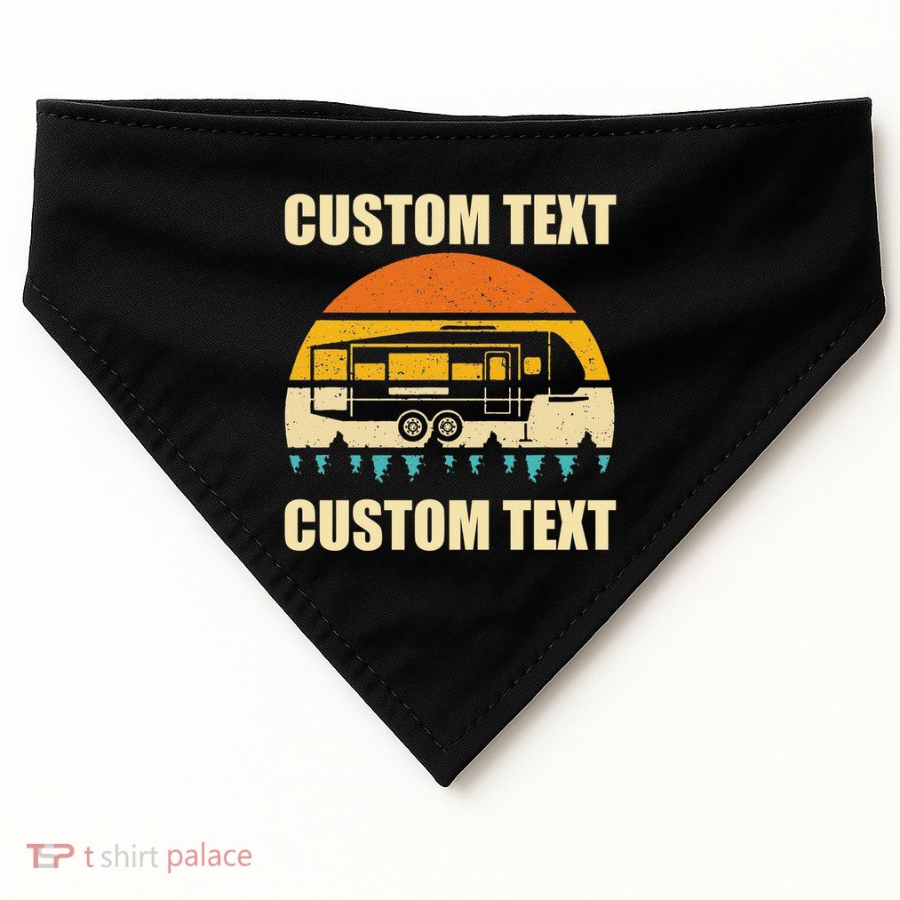 Custom Camper Rv Camping Road Trip Personalize Text USA-Made Doggie Bandana