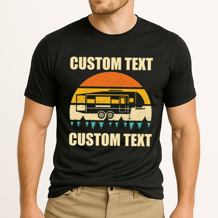 Custom Camper Rv Camping Road Trip Personalize Text Performance Shirt