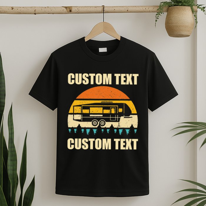 Custom Camper Rv Camping Road Trip Personalize Text T-Shirt
