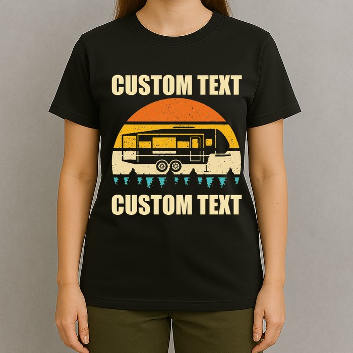 Custom Camper Rv Camping Road Trip Personalize Text T-Shirt