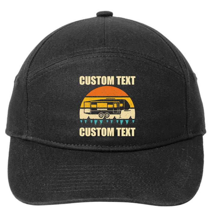 Custom Camper Rv Camping Road Trip Personalize Text 7-Panel Snapback Hat