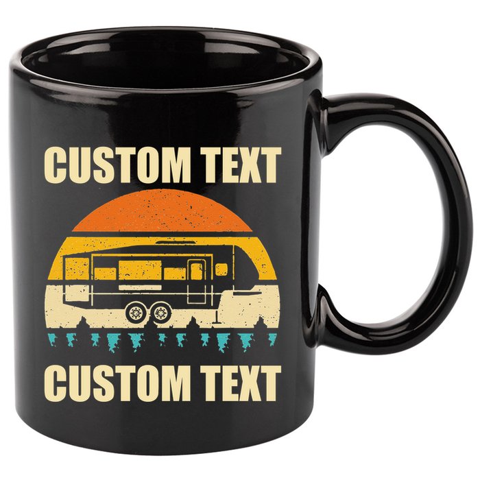 Custom Camper Rv Camping Road Trip Personalize Text 11oz C Handle Ceramic Mug