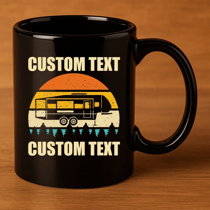 Custom Camper Rv Camping Road Trip Personalize Text 11oz C Handle Ceramic Mug