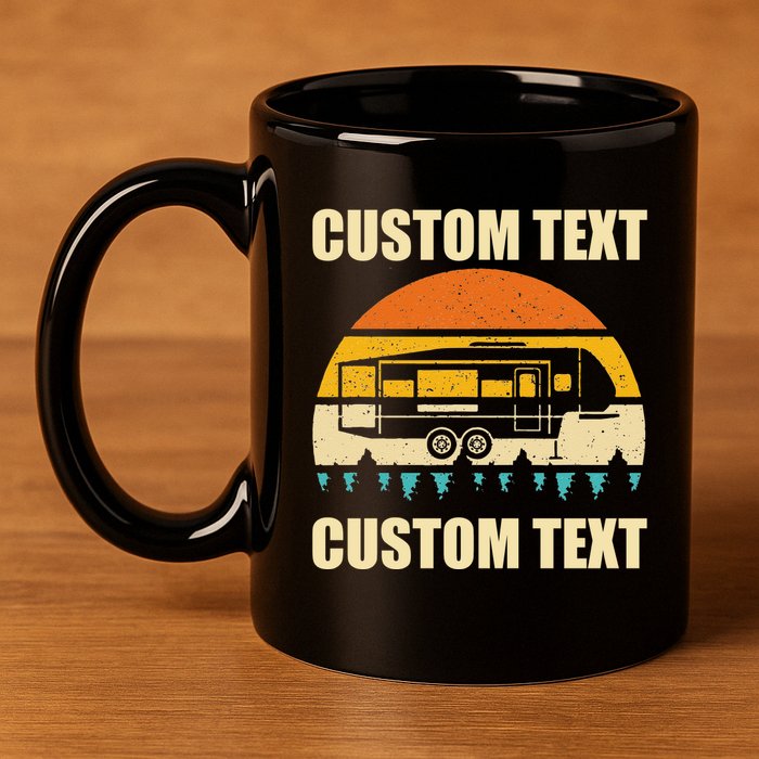 Custom Camper Rv Camping Road Trip Personalize Text 11oz C Handle Ceramic Mug