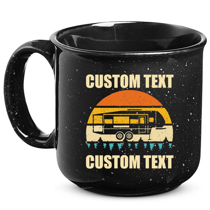 Custom Camper Rv Camping Road Trip Personalize Text 15oz Campfire Ceramic Mug