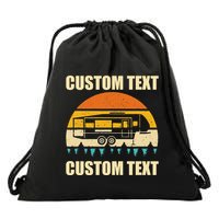 Custom Camper Rv Camping Road Trip Personalize Text Drawstring Bag