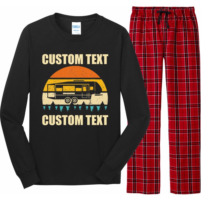 Custom Camper Rv Camping Road Trip Personalize Text Long Sleeve Pajama Set