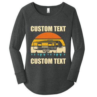 Custom Camper Rv Camping Road Trip Personalize Text Women's Perfect Tri Tunic Long Sleeve Shirt