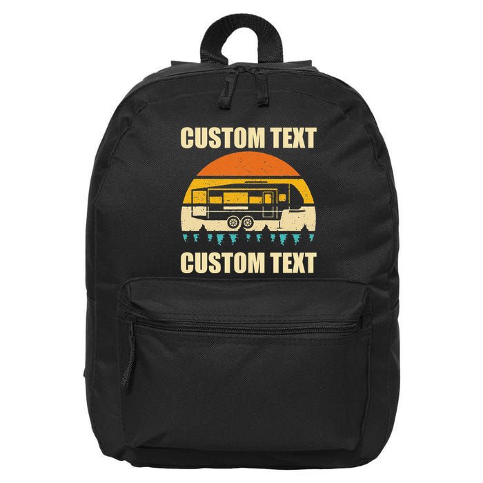 Custom Camper Rv Camping Road Trip Personalize Text 16 in Basic Backpack