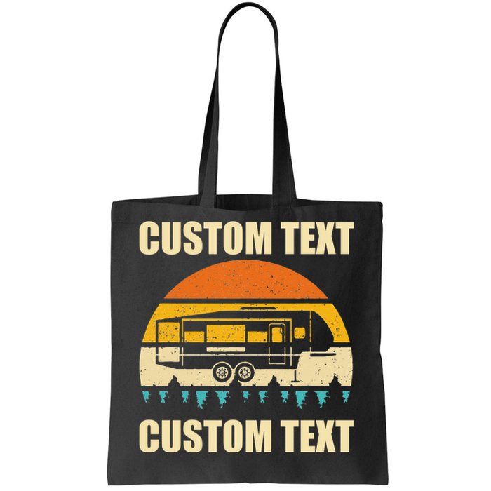 Custom Camper Rv Camping Road Trip Personalize Text Tote Bag