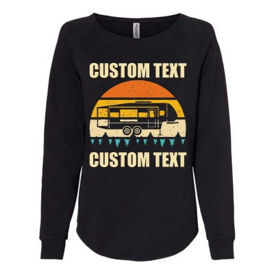 Custom Camper Rv Camping Road Trip Personalize Text Womens California Wash Sweatshirt